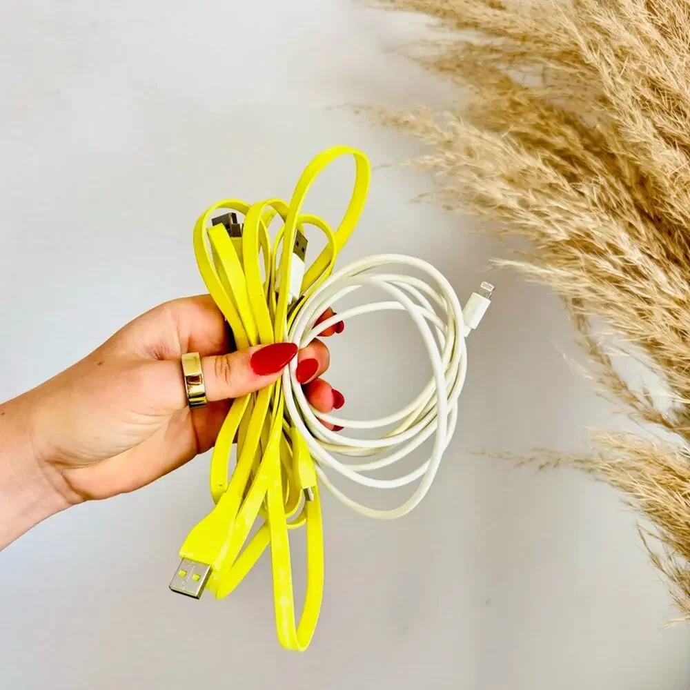 3 APPLE ANDROID iPhone iPad Micro USB Lightning Charger Cable White Yellow Set